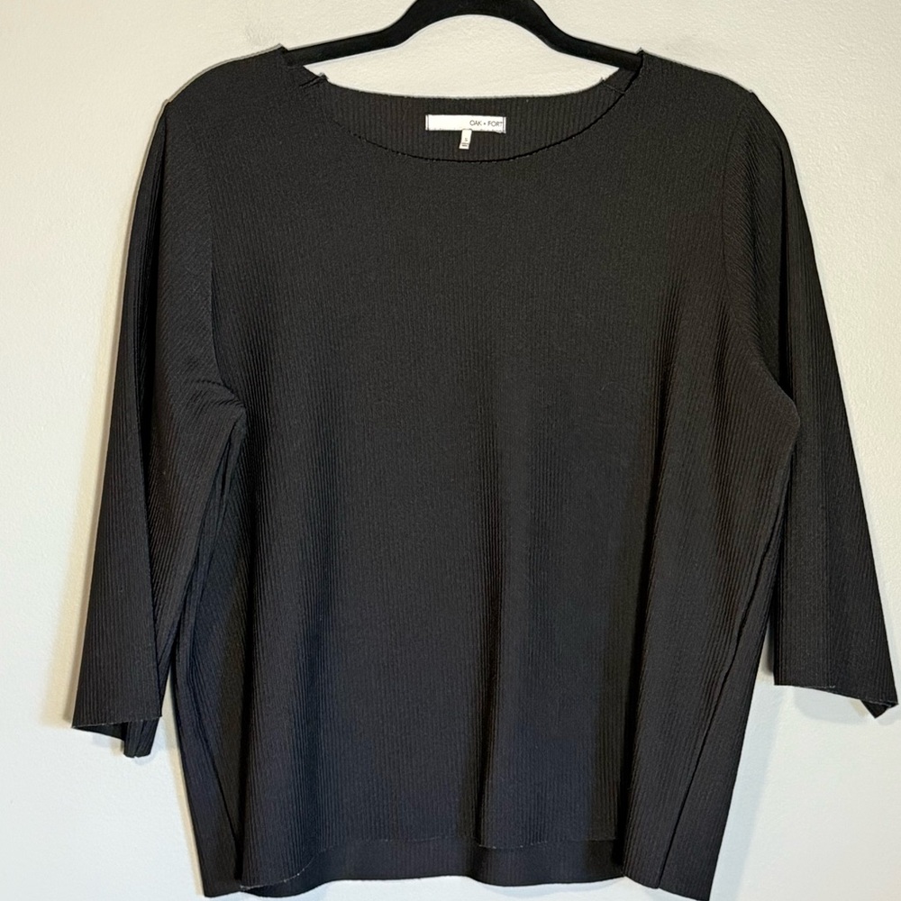 OAK + FORT Ribbed Knit Top - Black (Size S)